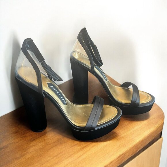 Jessica Rich Shoes - Jessica Rich Strappy Satin Platform Heels Womens Sz 7.5 EUR 38